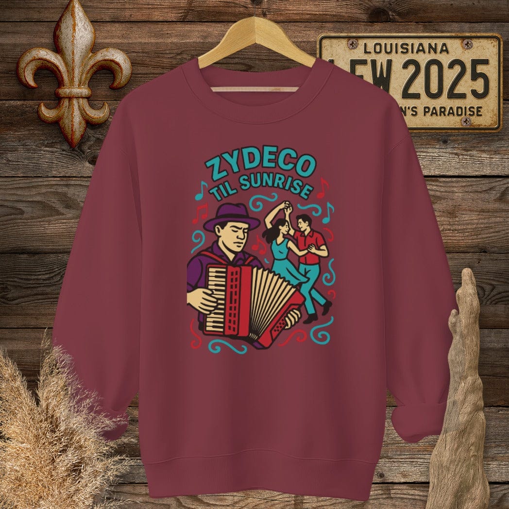 S / Garnet Louisiana Zydeco Til Sunrise Sweatshirt by Laissez Faire Wear